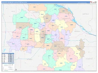 Rochester Metro Area ColorCast style ZIP Code wall map