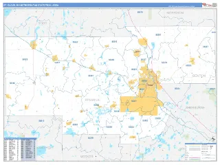 St. Cloud Metro Area Business Reference style ZIP Code wall map
