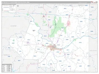 Jefferson City Metro Area Classic style ZIP Code wall map