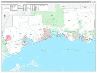 Gulfport-Biloxi-Pascagoula Metro Area Classic style ZIP Code wall map
