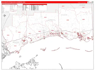 Gulfport-Biloxi-Pascagoula Metro Area RedLine style ZIP Code wall map