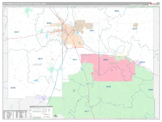 Hattiesburg Metro Area Classic style ZIP Code wall map