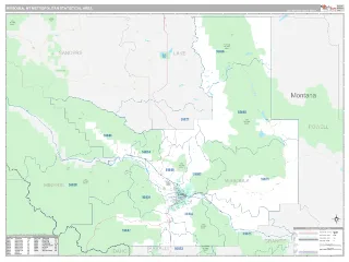 Missoula Metro Area Classic style ZIP Code wall map