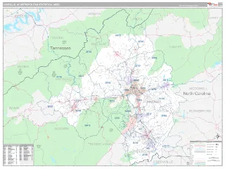 Asheville Metro Area Classic style ZIP Code wall map