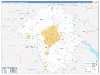 Greenville Metro Area Business Reference style ZIP Code wall map