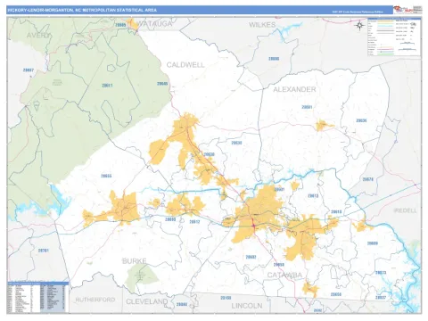 Hickory-Lenoir-Morganton metro area map