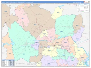 Hickory-Lenoir-Morganton Metro Area ColorCast style ZIP Code wall map