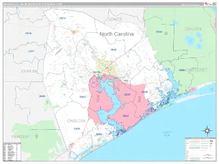 Jacksonville Metro Area Classic style ZIP Code wall map