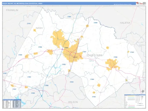 Rocky Mount metro area map