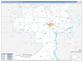 Bismarck Metro Area Business Reference style ZIP Code wall map