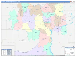 Bismarck Metro Area ColorCast style ZIP Code wall map