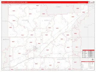 Grand Island Metro Area RedLine style ZIP Code wall map