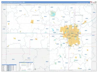 Lincoln Metro Area Business Reference style ZIP Code wall map