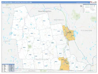 Manchester-Nashua Metro Area Business Reference style ZIP Code wall map