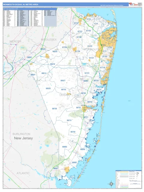 Monmouth-Ocean metro area map
