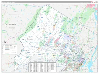 Newark Metro Area Classic style ZIP Code wall map