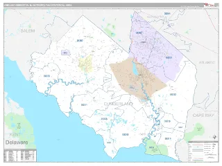 Vineland-Bridgeton Metro Area Classic style ZIP Code wall map
