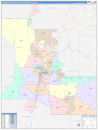 Albuquerque Metro Area ColorCast style ZIP Code wall map