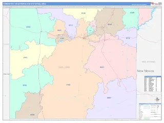 Farmington Metro Area ColorCast style ZIP Code wall map