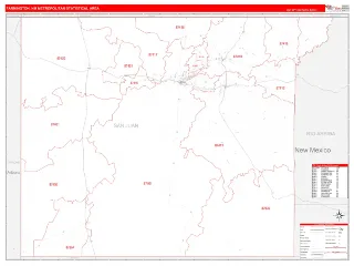 Farmington Metro Area RedLine style ZIP Code wall map