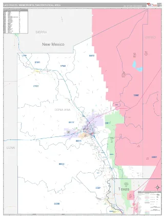 Las Cruces Metro Area Classic style ZIP Code wall map