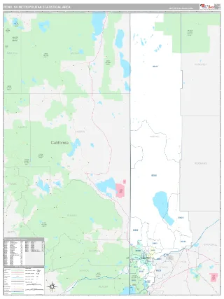 Reno Metro Area Classic style ZIP Code wall map