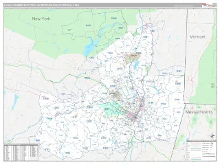 Albany-Schenectady-Troy Metro Area Classic style ZIP Code wall map