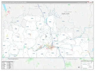 Binghamton Metro Area Classic style ZIP Code wall map