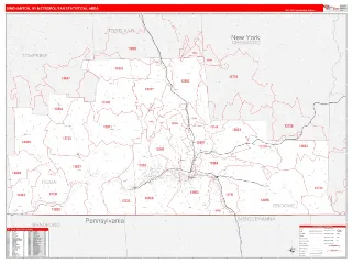 Binghamton Metro Area RedLine style ZIP Code wall map