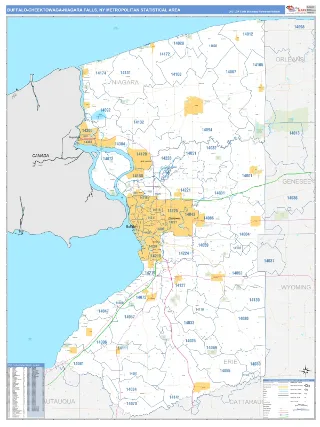Buffalo-Cheektowaga-Niagara Falls Metro Area Business Reference style ZIP Code wall map