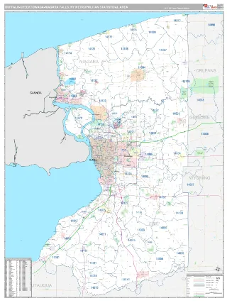 Buffalo-Cheektowaga-Niagara Falls Metro Area Classic style ZIP Code wall map