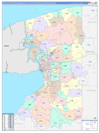 Buffalo-Cheektowaga-Niagara Falls Metro Area ColorCast style ZIP Code wall map