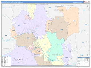 Elmira Metro Area ColorCast style ZIP Code wall map