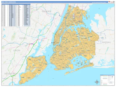 New York 5 Boroughs metro area map