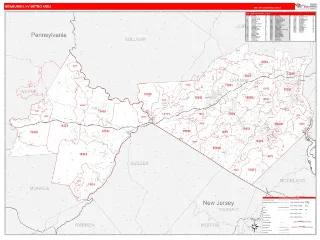 Newburgh Metro Area RedLine style ZIP Code wall map