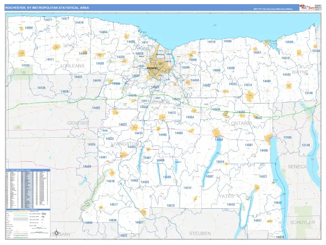 Rochester Metro Area ZIP Code Wall Map, Business Reference style