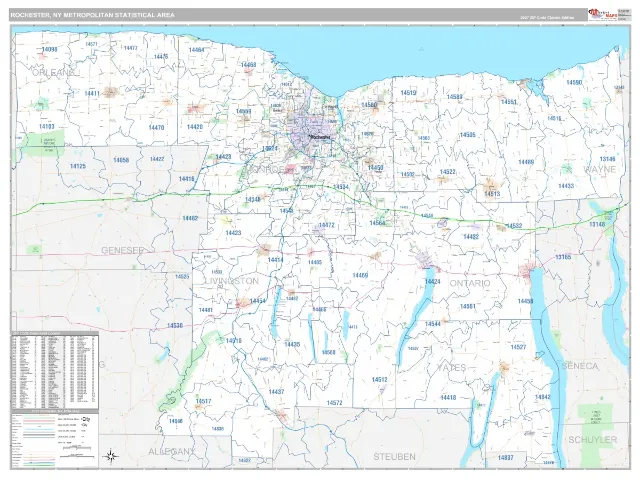 Rochester Metro Area ZIP Code Wall Map, Classic style