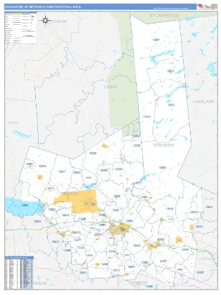 Utica-Rome Metro Area Business Reference style ZIP Code wall map