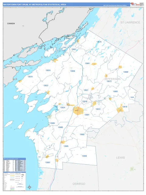 Watertown-Fort Drum metro area map