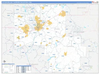 Canton-Massillon Metro Area Business Reference style ZIP Code wall map
