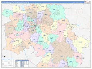 Canton-Massillon Metro Area ColorCast style ZIP Code wall map
