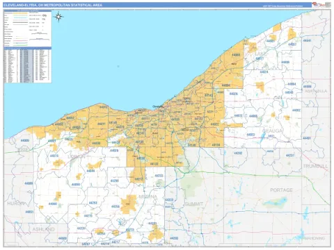 Cleveland-Elyria metro area map