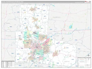 Dayton Metro Area Classic style ZIP Code wall map