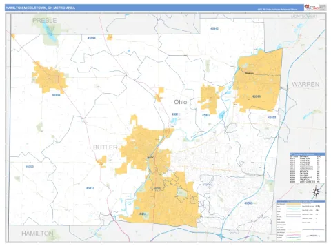 Hamilton-Middletown metro area map