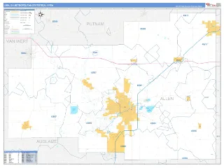 Lima Metro Area Business Reference style ZIP Code wall map
