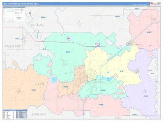 Lima Metro Area ColorCast style ZIP Code wall map
