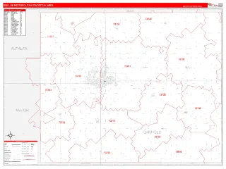 Enid Metro Area RedLine style ZIP Code wall map