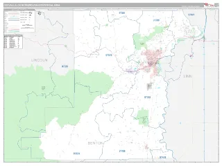 Corvallis Metro Area Classic style ZIP Code wall map