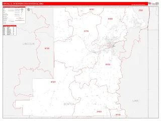 Corvallis Metro Area RedLine style ZIP Code wall map