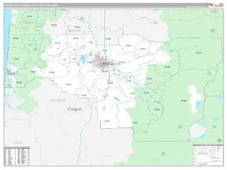 Eugene Metro Area Classic style ZIP Code wall map